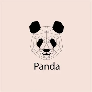 Cute panda drawn by polygons, polygonal, the best logo for a beauty salon Stock Illustration