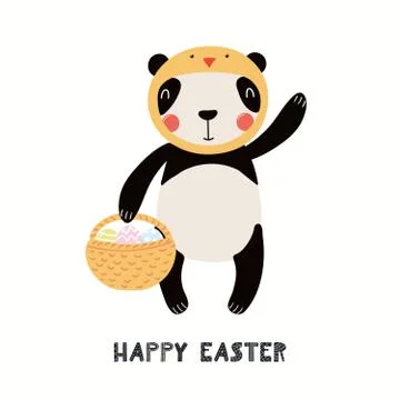 Cute panda Easter card Illustrazione stock