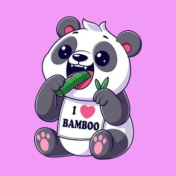 Cute panda is eating bamboo Illustrazione stock