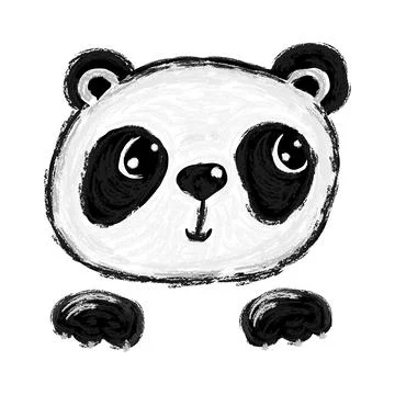 Cute Panda Face Doodle Vector Icon Illustrazione stock