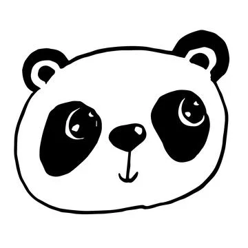 Cute Panda Face Doodle Vector Icon Illustrazione stock
