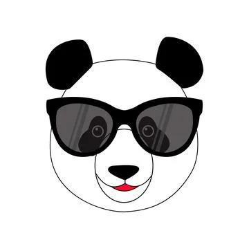 Cute panda face with glasses. Vector illustration isolated on white backgroun Stock Illustration