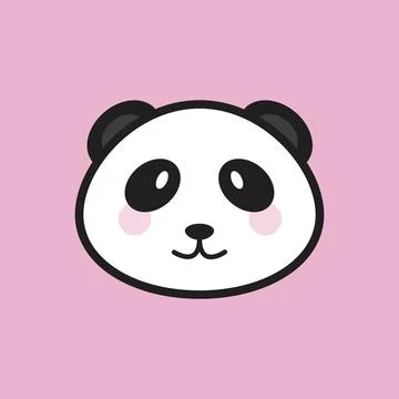Cute Panda face icon drawing Stock Illustration