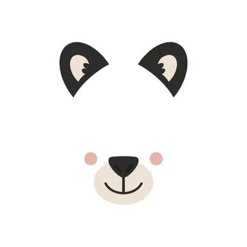 Cute panda face. Mask. Vector illustration isolated on white background Stock Illustration