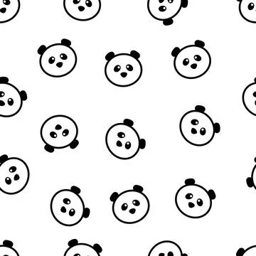 Cute panda face. Seamless wallpaper . Panda pattern isolated on white backgro Illustrazione stock