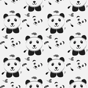 Cute panda face . Seamless wallpaper. Seamless Pattern of Cartoon Panda Fac.. Stock Illustration