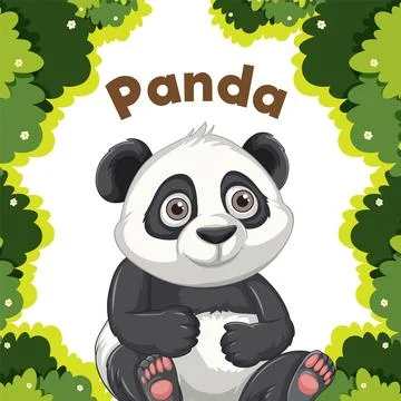 Cute Panda in Forest Stock Illustration