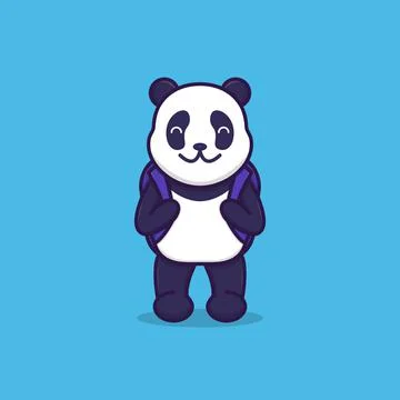 Cute panda going to school Stock Illustration