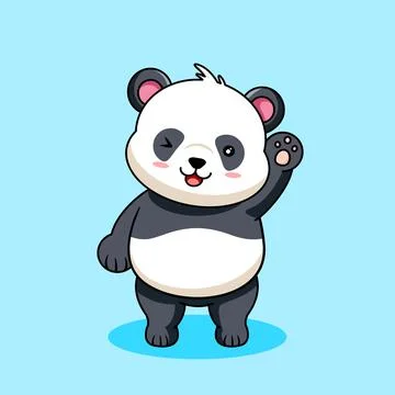 Cute Panda Greetings Hello Stock Illustration