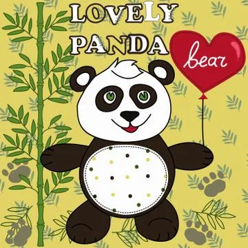 Cute Panda with heart Illustrazione stock