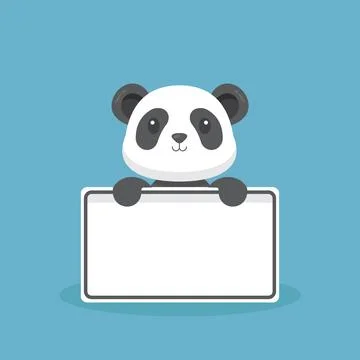 Cute Panda Holding Blank Text Board Stock Illustration
