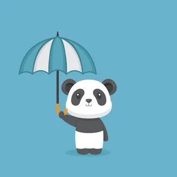 Cute Panda Holding Umbrella Stock Illustration