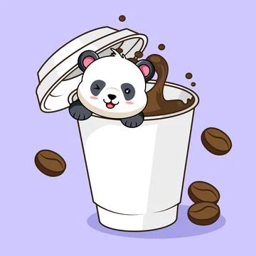 Cute Panda Inside a Coffee Cup Vector Stock Illustration