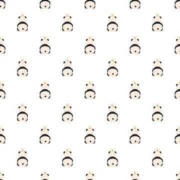 Cute panda kingdom pattern on white background Stock Illustration