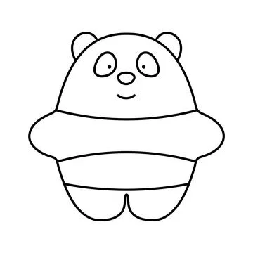 Cute Panda Line Art Vector Illustration Stock Illustration
