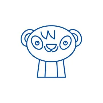 Cute panda line icon concept. Cute panda flat vector symbol, sign, outline Illustrazione stock