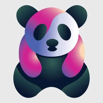 Cute Panda Logo, Predator logo, zoo Vector, Wild Animal vector, Panda Gradient イラスト素材
