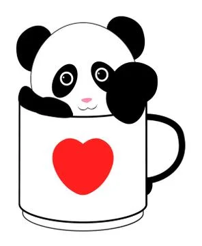 Cute panda in a mug Stock Illustration
