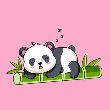 Cute Panda Napping Peacefully on Bamboo Illustrazione stock