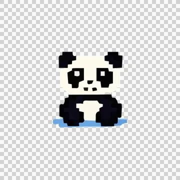 Cute Panda Pixel Art Character Design Vector Stock Illustration