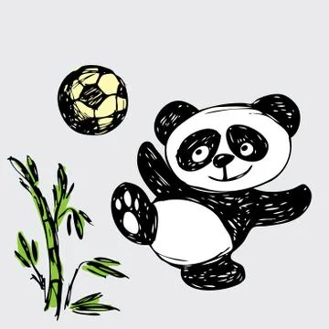 Cute Panda plays ball Stock Illustration