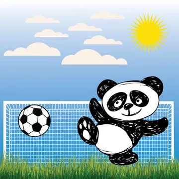 Cute Panda plays ball Stock Illustration