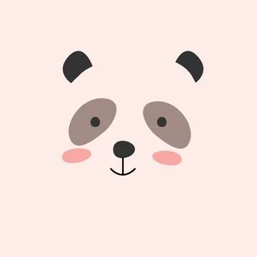 Cute panda portrait face on white background Stock Illustration