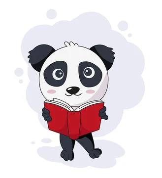 Cute panda reading a book vector illustration Stock Illustration