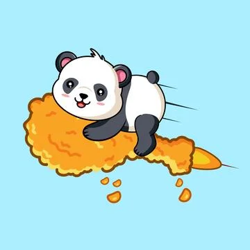Cute Panda Riding Fried Chicken Vector  Illustration Stock Illustration