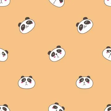 Cute panda seamless pattern background. Vector illustration. Stock Illustration