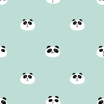 Cute panda seamless pattern background. Vector illustration. Illustrazione stock