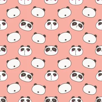 Cute panda seamless pattern background. Vector illustration. Stock Illustration