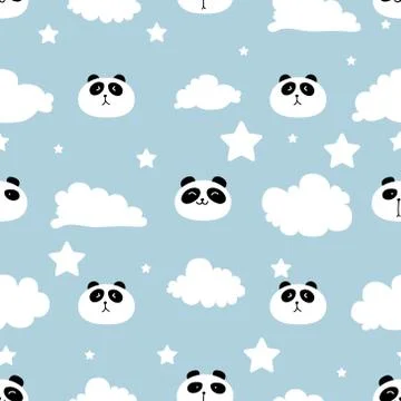 Cute panda seamless pattern background. Vector illustration. Stock Illustration