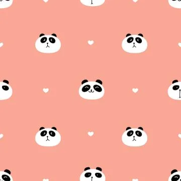 Cute panda seamless pattern background. Vector illustration. Stock Illustration