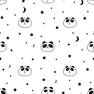 Cute panda seamless pattern background. Vector illustration. Illustrazione stock