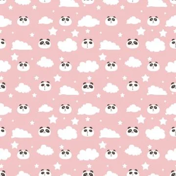 Cute panda seamless pattern background. Vector illustration. Illustrazione stock