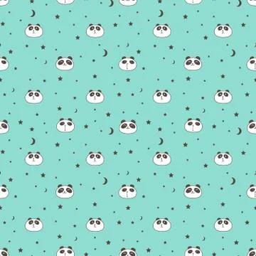 Cute panda seamless pattern background. Vector illustration. Stock Illustration