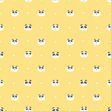 Cute panda seamless pattern background. Vector illustration. Stock Illustration