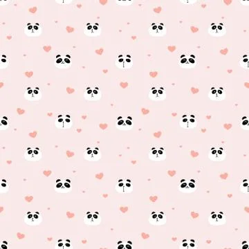Cute panda seamless pattern background. Vector illustration. Stock Illustration