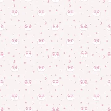 Cute panda seamless pattern background. Vector illustration. Illustrazione stock