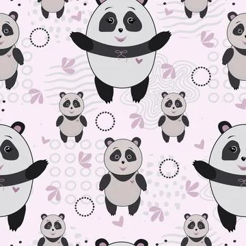 Cute panda seamless pattern Stock Illustration
