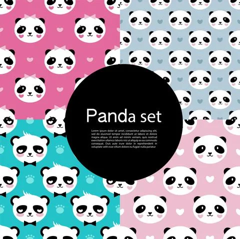 Cute panda seamless vector pattern Stock Illustration