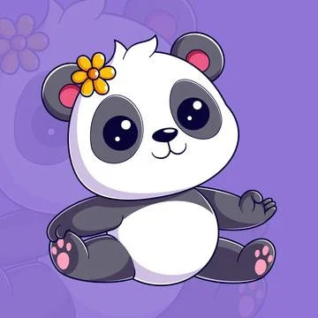 Cute panda sits and does yoga movements Stock Illustration