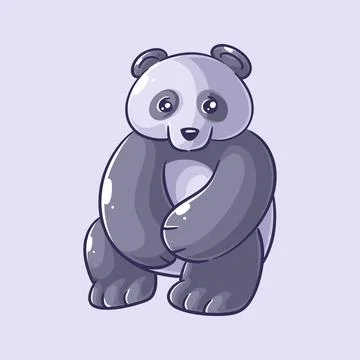 Cute panda is sitting alone Stock Illustration