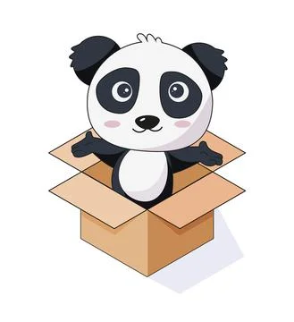 Cute panda sitting in a box vector illustration Illustrazione stock