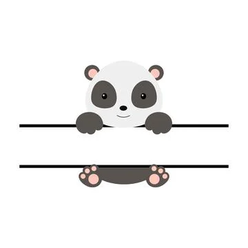 Cute panda split monogram. Funny cartoon character for shirt, scrapbooking, p Stock Illustration