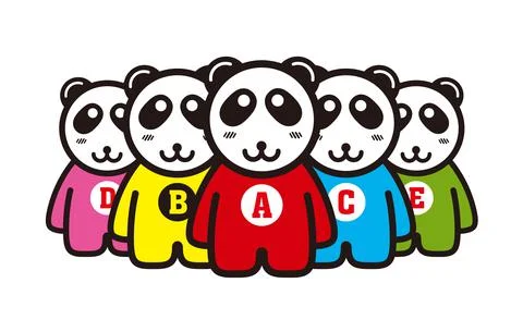 Cute panda standing in a line like human, vector Stockillustratie