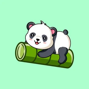 Cute Panda Surfing on Bamboo Vector Illustration Cartoon Design Stock Illustration