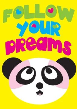 Cute Panda with typography Illustrazione stock