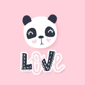 Cute panda vector illustration. Funny Cartoon animal character. Stock Illustration